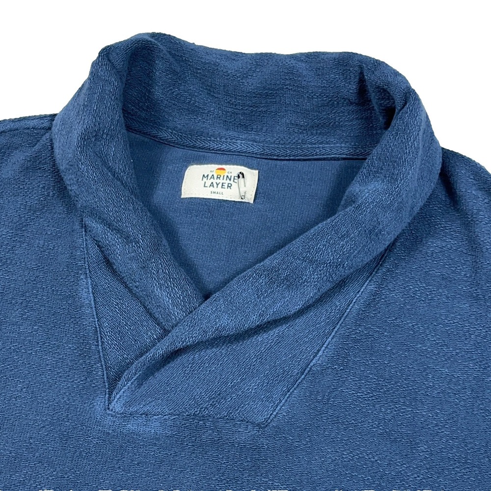 Marine Layer Sweater Men Small Blue Shawl Neck Pullover‎ Cotton Adult - Picture 3 of 10